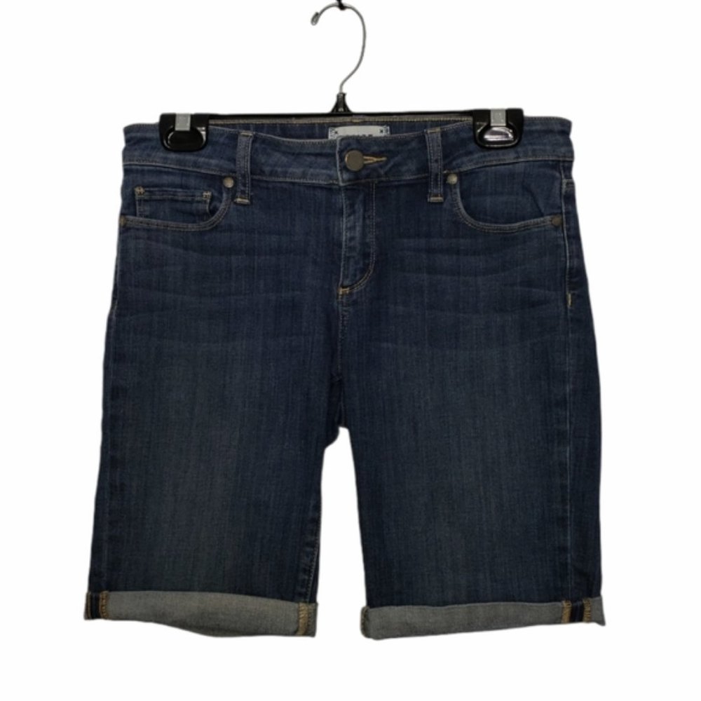 PAIGE blue denim cuffed Bermuda shorts size 27